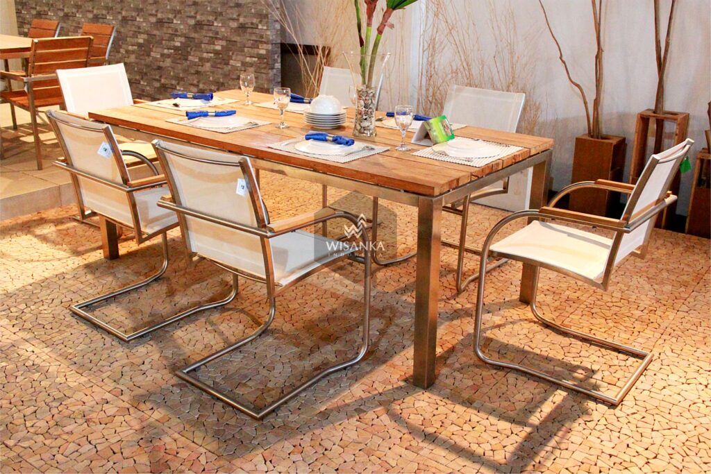 Retro Patio Furniture Collection Stainless Steel Swinger Dining Set