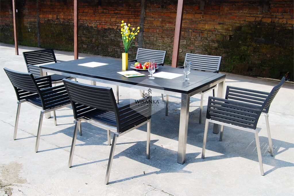 Collection Stainless Steel Terrano Black Dining Set