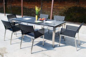 Collection Stainless Steel Terrano Black Dining Set